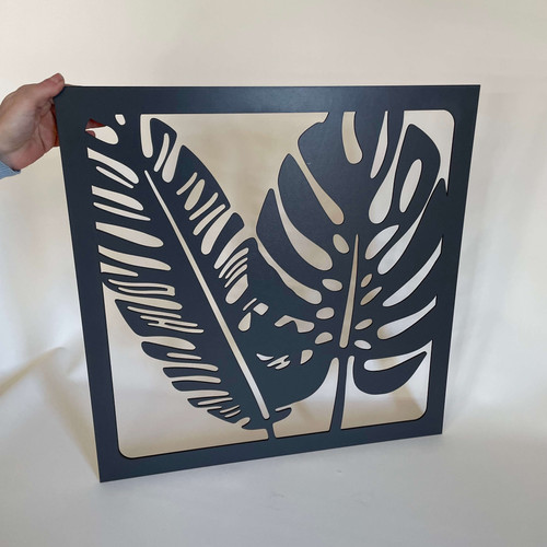 Fali dekoráció, levelek szett ,50x150 cm, 3 mm HDF - Antracit színű fa falburkolat FDP-1