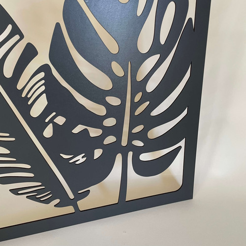 Fali dekoráció, levelek szett ,50x150 cm, 3 mm HDF - Antracit színű fa falburkolat FDP-1