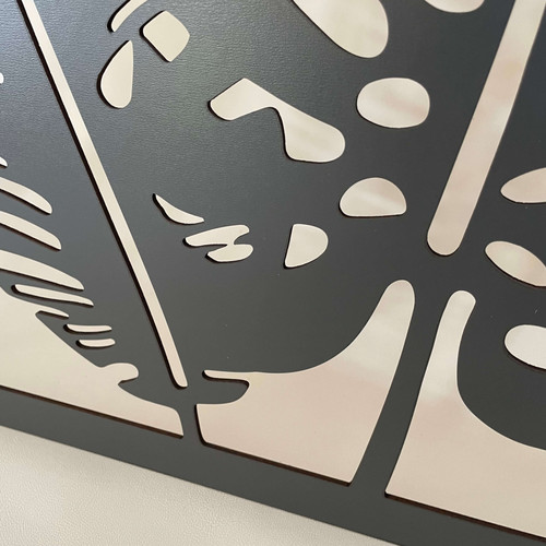Fali dekoráció, levelek szett ,50x150 cm, 3 mm HDF - Antracit színű fa falburkolat FDP-1