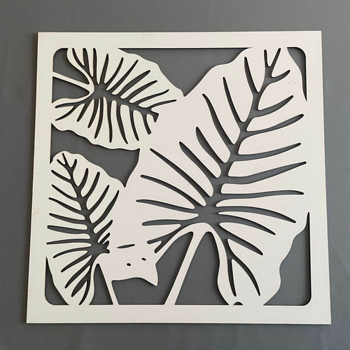 Fali dekoráció, levelek szett ,50x150 cm, 3 mm HDF - Fehér színű fa falburkolat FDP-1