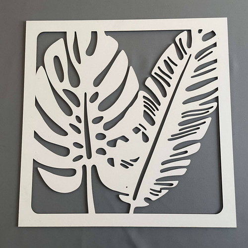 Fali dekoráció, levelek szett ,50x150 cm, 3 mm HDF - Fehér színű fa falburkolat FDP-1
