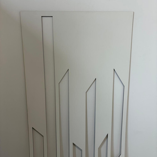 Fali dekorpanel, trapéz mintázat, 50x150 cm, 3 mm HDF - FP10 fa fehér színű falburkolat