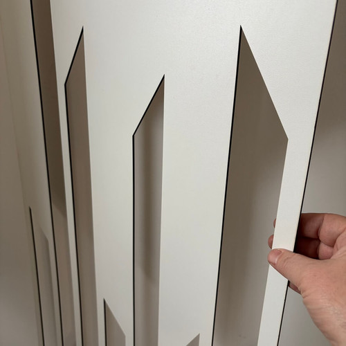 Fali dekorpanel, trapéz mintázat, 50x150 cm, 3 mm HDF - FP10 fa fehér színű falburkolat