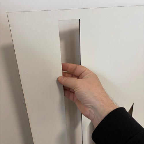 Fali dekorpanel, trapéz mintázat, 50x150 cm, 3 mm HDF - FP10 fa fehér színű falburkolat