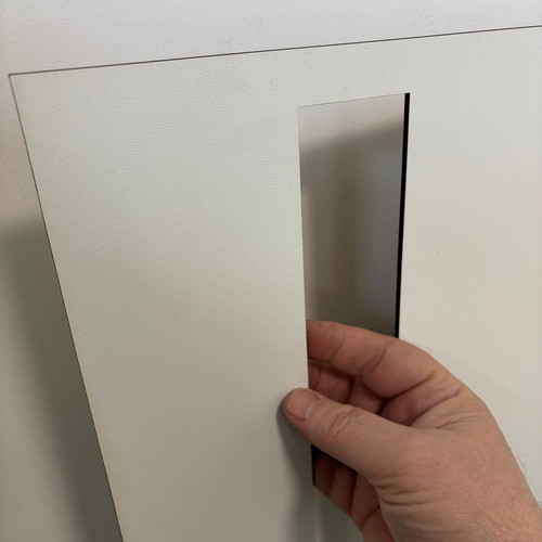 Fali dekorpanel, trapéz mintázat, 50x150 cm, 3 mm HDF - FP10 fa fehér színű falburkolat