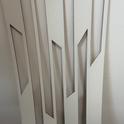 Fali dekorpanel, trapéz mintázat, 50x150 cm, 3 mm HDF - FP10 fa fehér színű falburkolat
