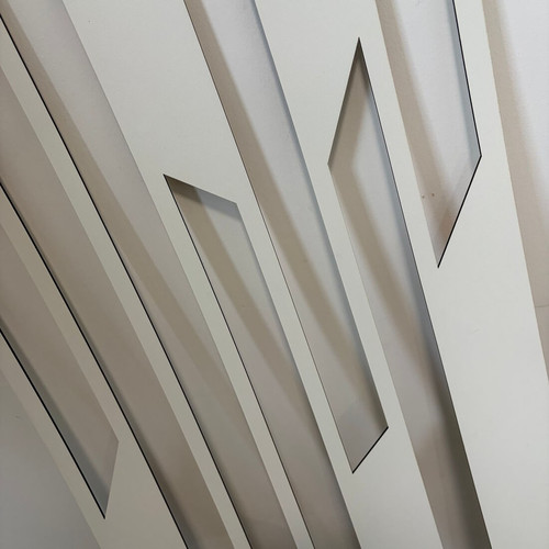 Fali dekorpanel, trapéz mintázat, 50x150 cm, 3 mm HDF - FP10 fa fehér színű falburkolat