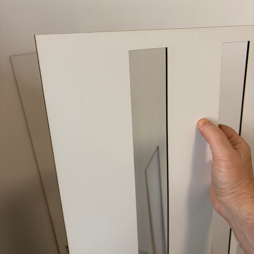 Fali dekorpanel, trapéz mintázat, 50x150 cm, 3 mm HDF - FP10 fa fehér színű falburkolat