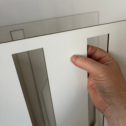Fali dekorpanel, trapéz mintázat, 50x150 cm, 3 mm HDF - FP10 fa fehér színű falburkolat