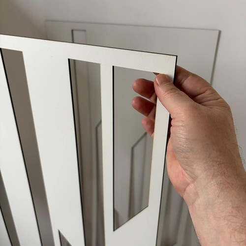 Fali dekorpanel, trapéz mintázat, 50x150 cm, 3 mm HDF - FP10 fa fehér színű falburkolat