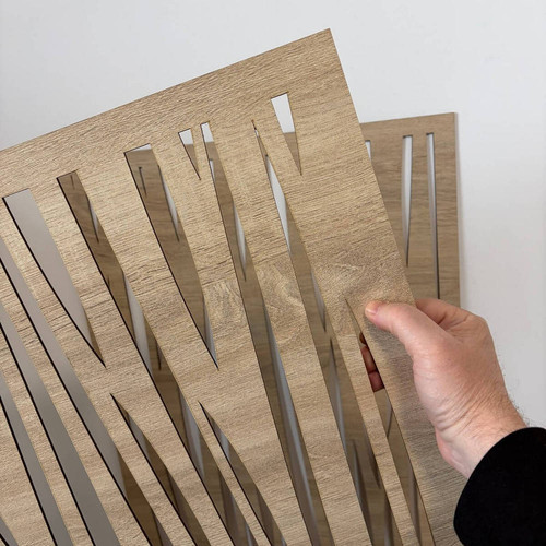Fali dekorpanel, hullám minta, 50x150 cm, 3 mm HDF - FP2 sonoma tölgy színű falburkolat