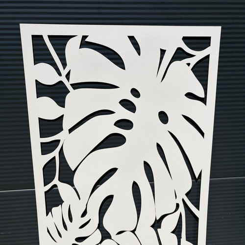 Fali dekorpanel, pálmalevél minta, 50x150 cm, 3 mm HDF - FP9 fa fehér falburkolat