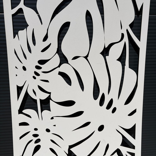 Fali dekorpanel, pálmalevél minta, 50x150 cm, 3 mm HDF - FP9 fa fehér falburkolat