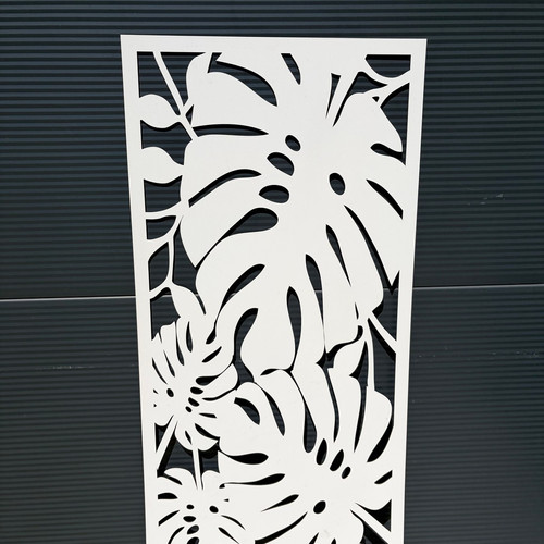 Fali dekorpanel, pálmalevél minta, 50x150 cm, 3 mm HDF - FP9 fa fehér falburkolat