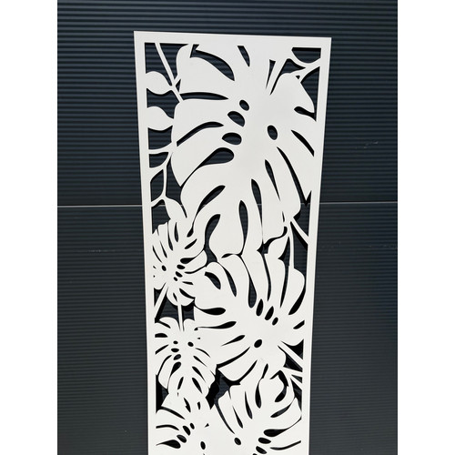 Fali dekorpanel, pálmalevél minta, 50x150 cm, 3 mm HDF - FP9 fa fehér falburkolat