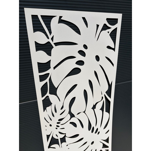 Fali dekorpanel, pálmalevél minta, 50x150 cm, 3 mm HDF - FP9 fa fehér falburkolat
