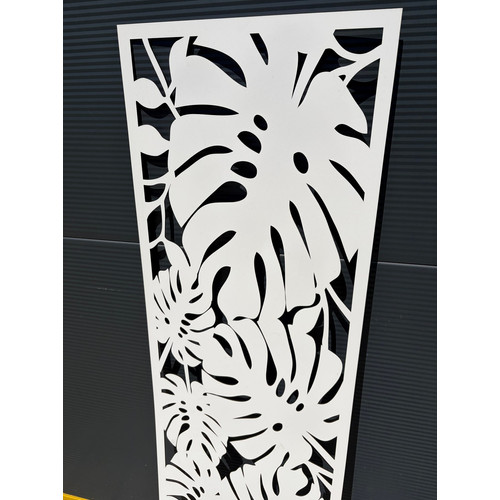 Fali dekorpanel, pálmalevél minta, 50x150 cm, 3 mm HDF - FP9 fa fehér falburkolat