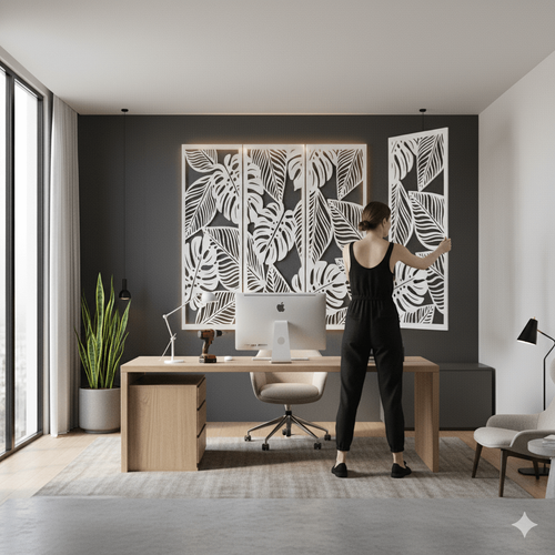 Fali dekorpanel szett, pálmalevél minta, 50x150 cm x 3 darab, 3 mm HDF - FPD-14 fa Fehér falburkolat Fali dekorpanel szett, pálmalevél minta, 50x150 cm x 3 darab, 3 mm HDF - FPD-14 fa Fehér falburkolat