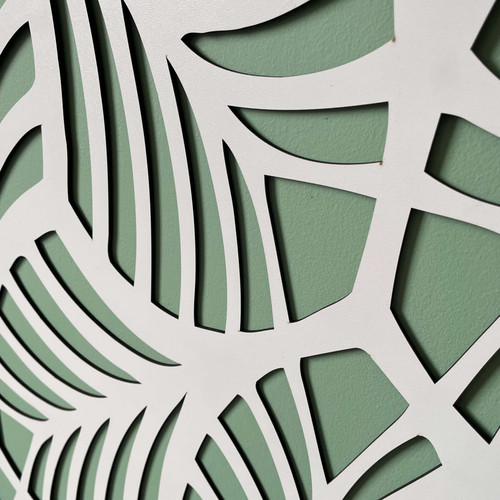 Fali dekorpanel, trópusi levél minta, 50x150 cm, 3 mm HDF - FP1 Fehér falburkolat