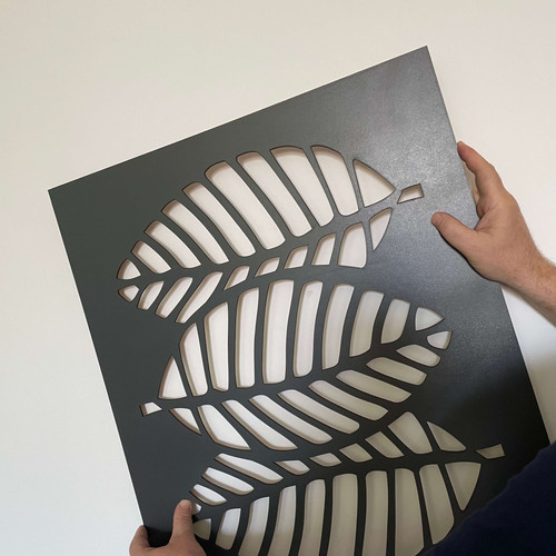 Fali dekorpanel, levél minta, 50x150 cm, 3 mm HDF - FP3 Antracit falburkolat Fali dekorpanel, levél minta, 50x150 cm, 3 mm HDF - FP3 Antracit falburkolat