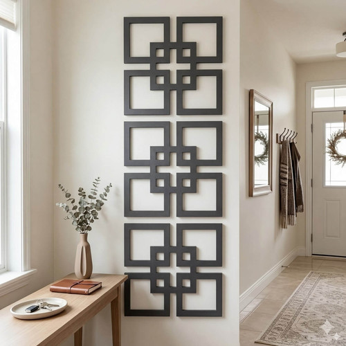 Fali dekorpanel, Matrix minta, 50x50 cm, 3 mm HDF, antracit színben falburkolat FP-35
