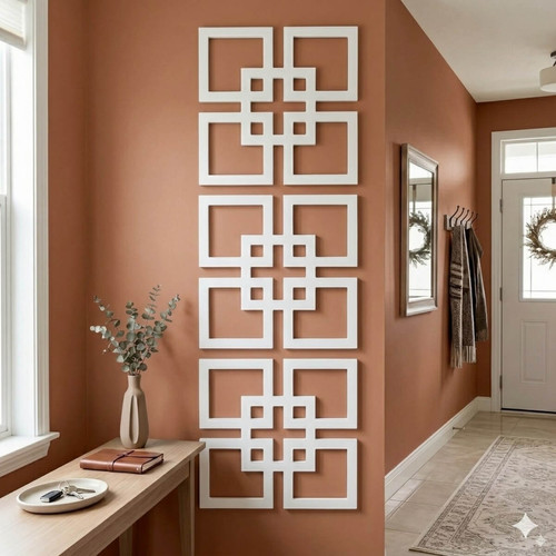 Fali dekorpanel, Matrix minta, 50x50 cm, 3 mm HDF, fehér színben falburkolat FP-35