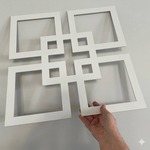 Fali dekorpanel, Matrix minta, 50x50 cm, 3 mm HDF, fehér színben falburkolat FP-35