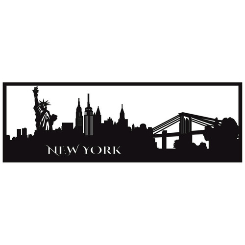 Fali dekorpanel, New York látkép, FP-65, 50x150 cm, 3 mm HDF Fekete