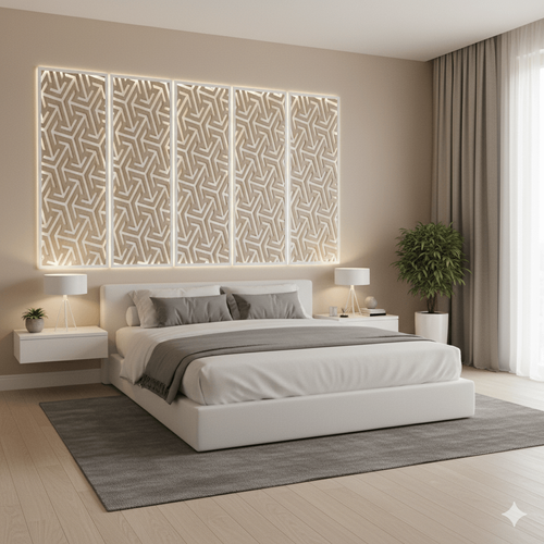 Fali dekorpanel, nyíl mintázat, 50x150 cm, 3 mm HDF - Fehér falburkolat FP-7