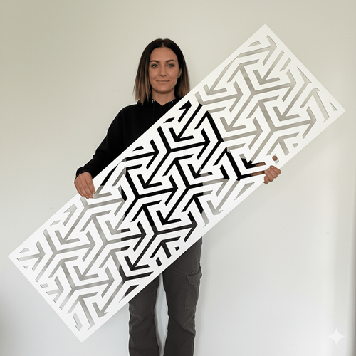 Fali dekorpanel, nyíl mintázat, 50x150 cm, 3 mm HDF - Fehér falburkolat FP-7