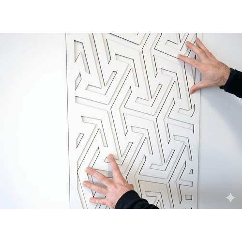 Fali dekorpanel, nyíl mintázat, 50x150 cm, 3 mm HDF - Fehér falburkolat FP-7