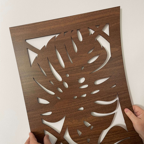 Fali dekorpanel, pálmalevél mintázat, 50x150 cm, 3 mm HDF - FP6 fa Dió színű falburkolat