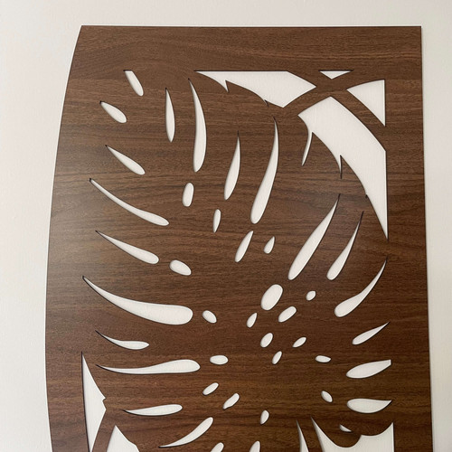 Fali dekorpanel, pálmalevél mintázat, 50x150 cm, 3 mm HDF - FP6 fa Dió színű falburkolat