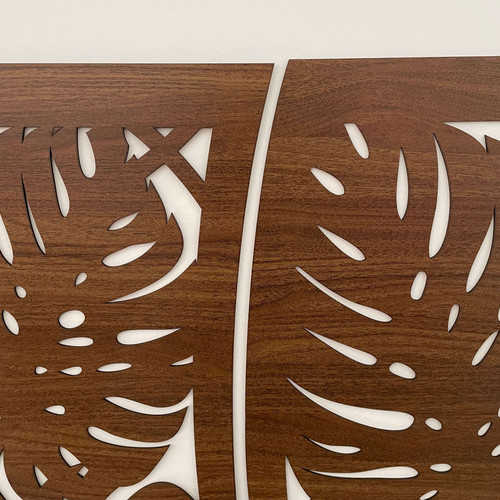 Fali dekorpanel, pálmalevél mintázat, 50x150 cm, 3 mm HDF - FP6 fa Dió színű falburkolat