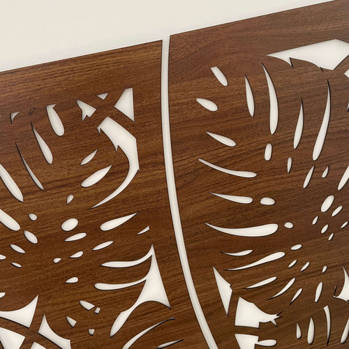 Fali dekorpanel, pálmalevél mintázat, 50x150 cm, 3 mm HDF - FP6 fa Dió színű falburkolat