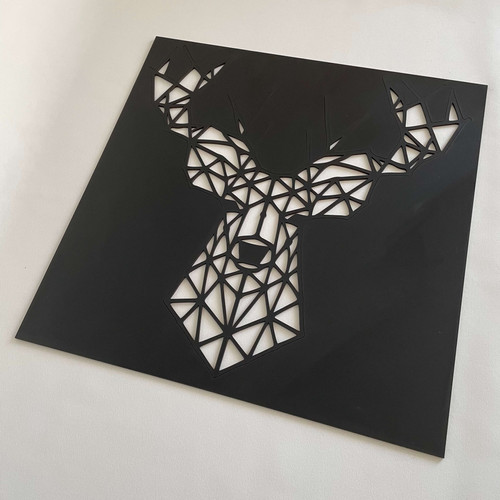 Fali dekoráció, szarvas , 47,5x47,5 cm, 3 mm HDF - antracit színű fa falburkolat FPD-11 Fali dekoráció, szarvas , 47,5x47,5 cm, 3 mm HDF - antracit színű fa falburkolat FPD-11