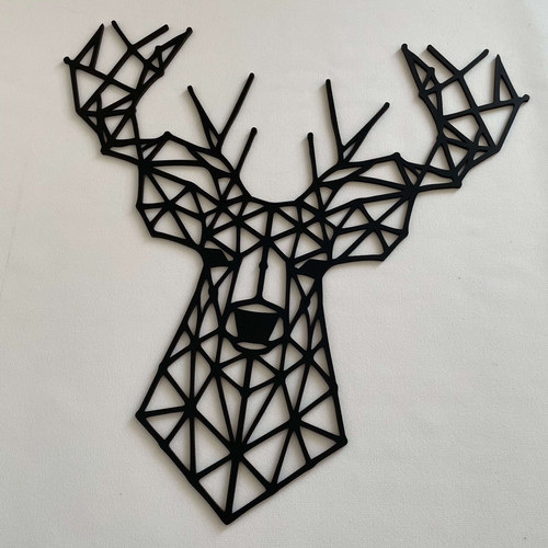 Fali dekoráció, szarvas , 47,5x47,5 cm, 3 mm HDF - antracit színű fa falburkolat FPD-11