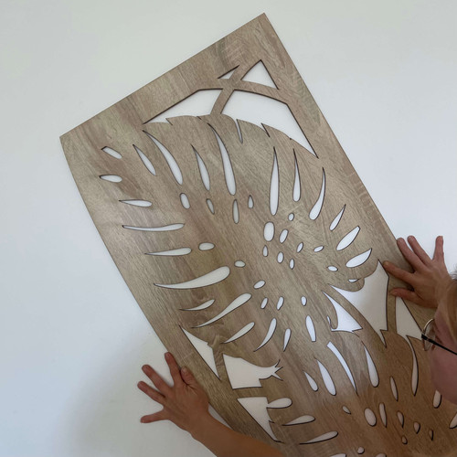 Fali dekorpanel, pálmalevél mintázat, 50x150 cm, 3 mm HDF - FP6 fa Sonoma tölgy színű falburkolat