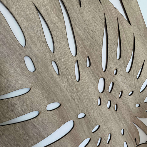 Fali dekorpanel, pálmalevél mintázat, 50x150 cm, 3 mm HDF - FP6 fa Sonoma tölgy színű falburkolat