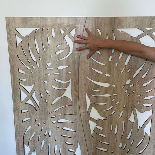 Fali dekorpanel, pálmalevél mintázat, 50x150 cm, 3 mm HDF - FP6 fa Sonoma tölgy színű falburkolat