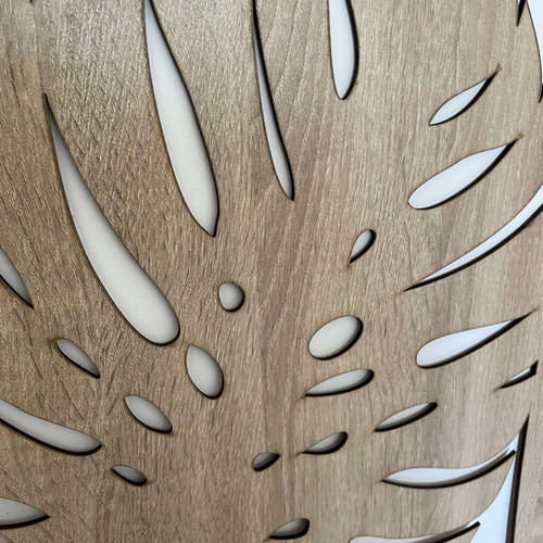 Fali dekorpanel, pálmalevél mintázat, 50x150 cm, 3 mm HDF - FP6 fa Sonoma tölgy színű falburkolat