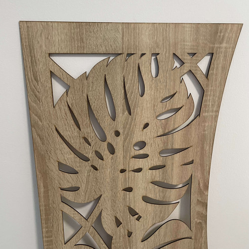 Fali dekorpanel, pálmalevél mintázat, 50x150 cm, 3 mm HDF - FP6 fa Sonoma tölgy színű falburkolat