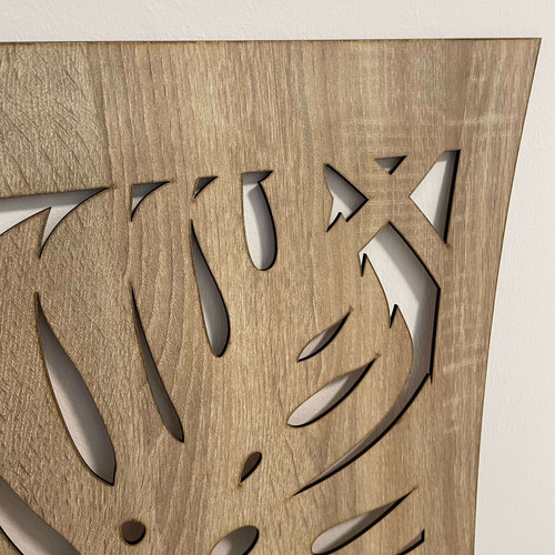 Fali dekorpanel, pálmalevél mintázat, 50x150 cm, 3 mm HDF - FP6 fa Sonoma tölgy színű falburkolat