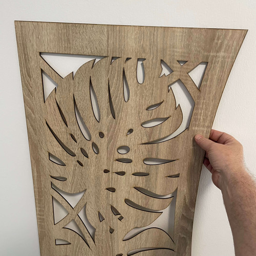 Fali dekorpanel, pálmalevél mintázat, 50x150 cm, 3 mm HDF - FP6 fa Sonoma tölgy színű falburkolat