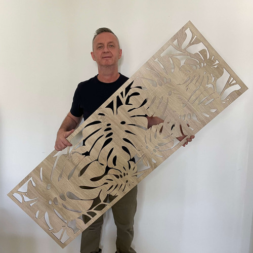 Fali dekorpanel, pálmalevél minta, 50x150 cm, 3 mm HDF - FP9 fa Sonoma tölgy falburkolat Fali dekorpanel, pálmalevél minta, 50x150 cm, 3 mm HDF - FP9 fa Sonoma tölgy falburkolat