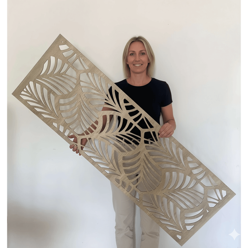 Fali dekorpanel, trópusi levél minta, 50x150 cm, 3 mm HDF - FP1 Sonoma tölgy falburkolat