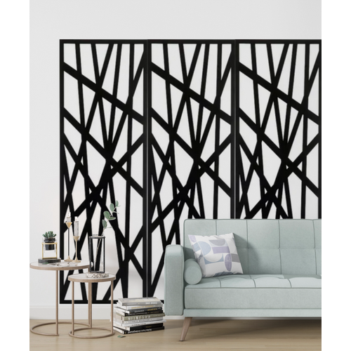 Fali dekorpanel, Vonal minta, 50x150 cm, 3 mm HDF - FP16 fa Fekete színű falburkolat