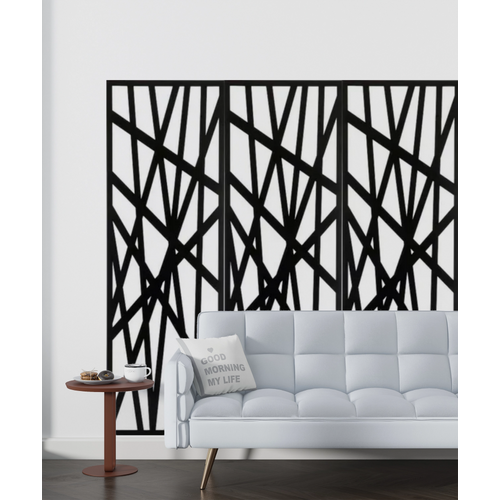 Fali dekorpanel, Vonal minta, 50x150 cm, 3 mm HDF - FP16 fa Fekete színű falburkolat