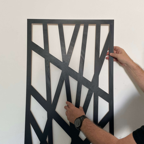 Fali dekorpanel, Vonal minta, 50x150 cm, 3 mm HDF - FP16 fa Fekete színű falburkolat