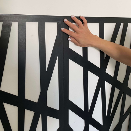 Fali dekorpanel, Vonal minta, 50x150 cm, 3 mm HDF - FP16 fa Fekete színű falburkolat
